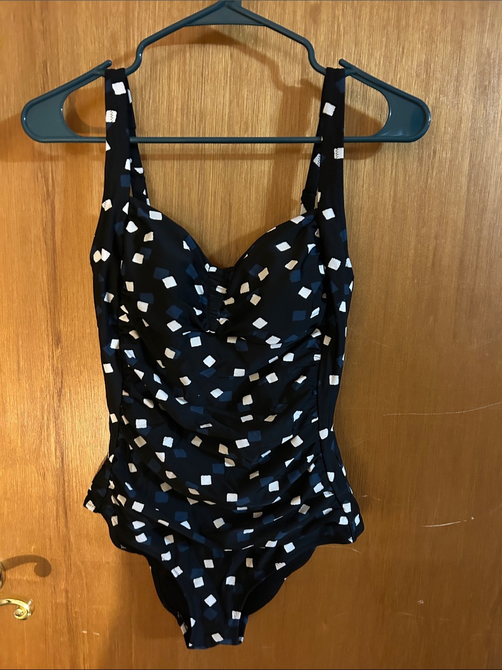 Black, Blue & White  Polka Square One-Piece ladies Swim Suit